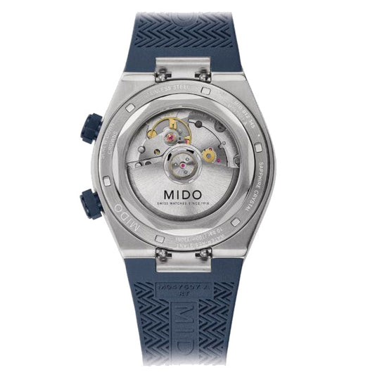ミドー マルチフォート8 ツークラウン 38.4x40mm ブルー 自動巻き ステンレススチール腕時計 M047.507.17.041.00