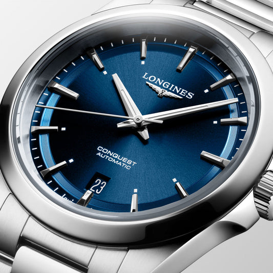 Longines orologio Conquest 38mm blu automatico acciaio L3.720.4.92.6