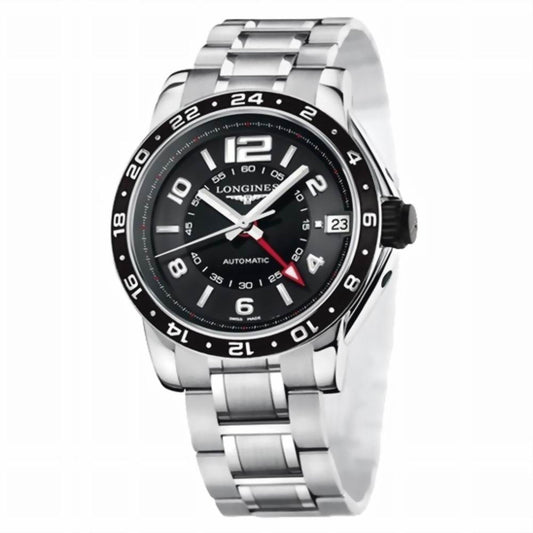 ロンジン アドミラル GMT 42mm ブラック 自動巻き ステンレススチール ウォッチ L3.668.4.56.6
