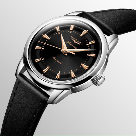 ロンジン コンクエスト ヘリテージ 38mm ブラック 自動巻き ステンレススチールウォッチ L1.649.4.52.2