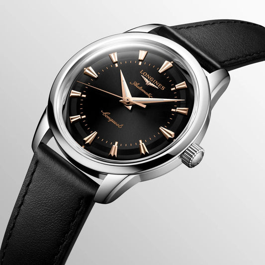 ロンジン コンクエスト ヘリテージ 40mm ブラック 自動巻き ステンレススチールウォッチ L1.650.4.52.2