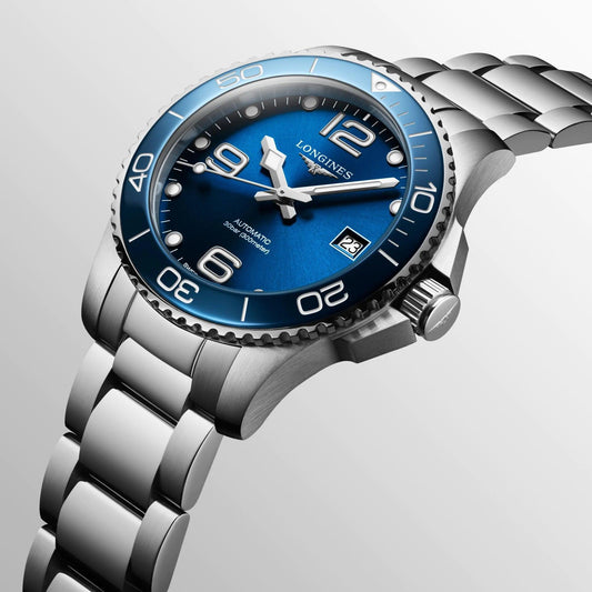 ロンジン ハイドロコンクエスト 39mm ブルー 自動巻き ステンレススチールウォッチ L3.780.4.96.6