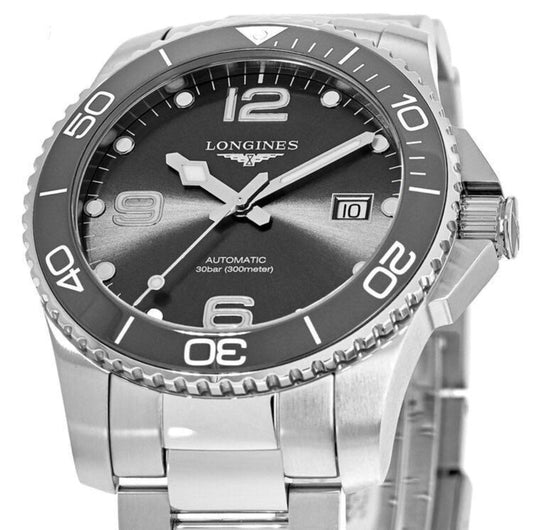 ロンジン ハイドロコンクエスト セラミック 41mm グレー 自動巻き ステンレススチール ウォッチ L3.781.4.76.6