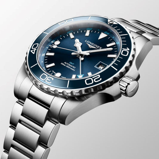 ロンジン ハイドロコンクエスト GMT 41mm ブルー 自動巻き ステンレススチール ウォッチ L3.790.4.96.6