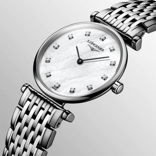 ロンジン ラ・グランデ・クラシック 24mm マザーオブパール ダイヤモンド ステンレススチール クォーツ腕時計 L4.209.4.87.6