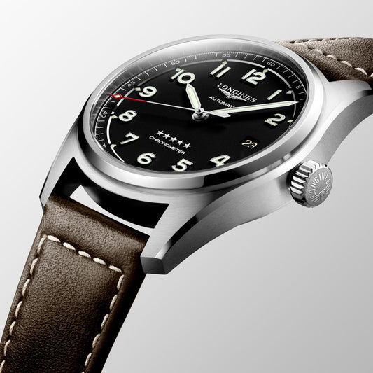 ロンジン スピリット 40mm ブラック 自動巻き ステンレススチールウォッチ L3.810.4.53.0