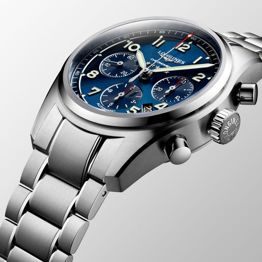 ロンジン スピリット 42mm ブルー 自動巻き ステンレススチール ウォッチ L3.820.4.93.6
