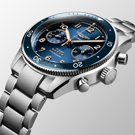 ロンジン スピリット フライバック 42mm ブルー 自動巻き ステンレススチール ウォッチ L3.821.4.93.6