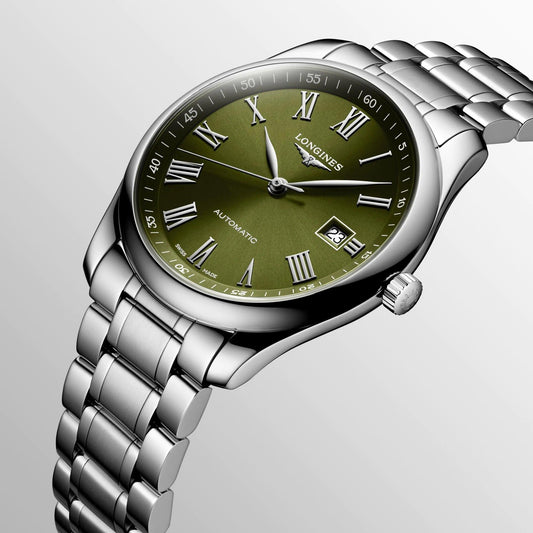 ロンジン マスターコレクション 40mm グリーン 自動巻き ステンレススチールウォッチ L2.793.4.09.6