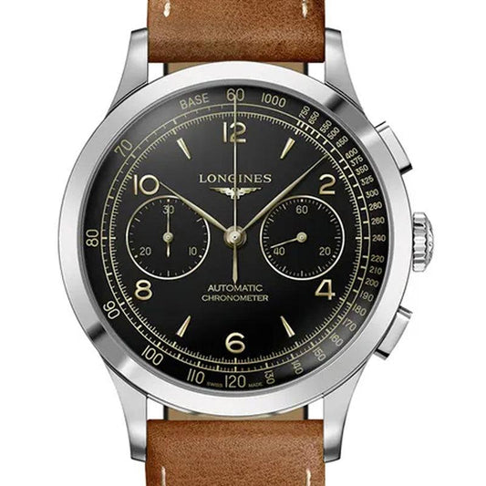 ロンジン レコード クロノグラフ 40mm ブラック 自動巻き ステンレススチール ウォッチ L2.921.4.56.2
