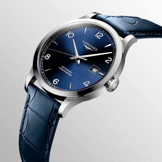 ロンジン レコードコレクション 40mm ブルー 自動巻き ステンレススチールウォッチ L2.821.4.96.4