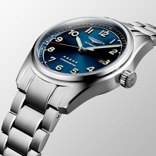 ロンジン スピリット 42mm ブルー 自動巻き ステンレススチール ウォッチ L3.811.4.93.6