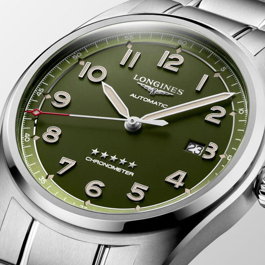 ロンジン スピリット 42mm マットグリーン 自動巻き ステンレススチールウォッチ L3.811.4.03.6