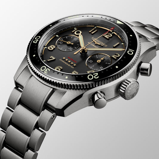 ロンジン スピリット フライバック 42mm アンスラサイト 自動巻き チタン製腕時計 L3.821.1.53.6