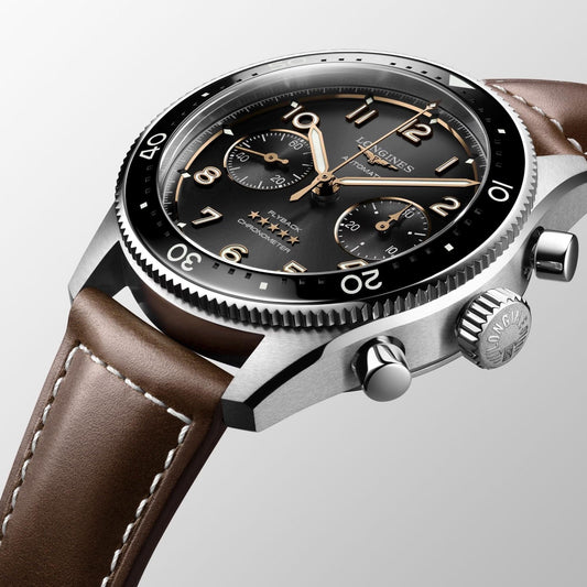 ロンジン スピリット フライバック 42mm 自動巻き ステンレススチールウォッチ L3.821.4.53.2