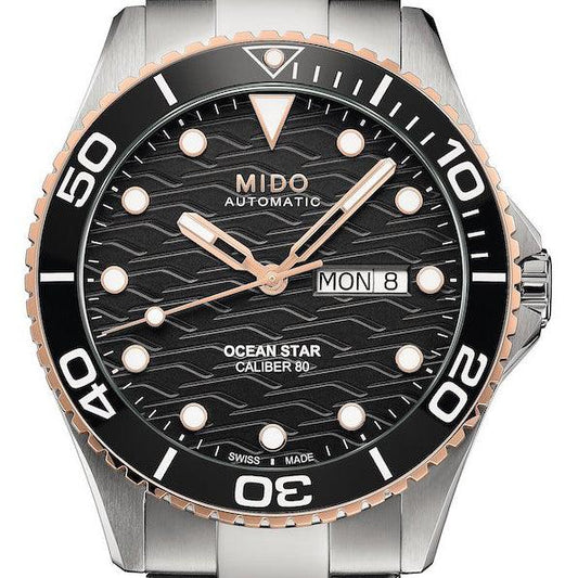 ミドー オーシャンスター キャリバー80 42mm ブラック 自動巻き ステンレススチール腕時計 M042.430.21.051.00