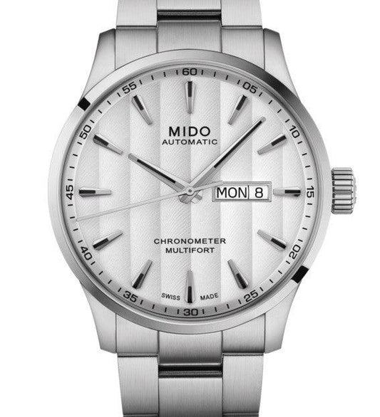 ミドー マルチフォート クロノメーター1 COSC 42mm ホワイト 自動巻き ステンレススチール腕時計 M038.431.11.031.00