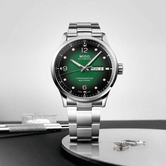 ミドー マルチフォート M クロノメーター COSC 42mm グリーン 自動巻き ステンレススチール腕時計 M038.431.11.097.00