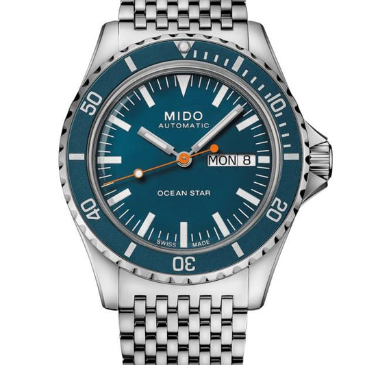 ミドー オーシャンスター トリビュートブルー 41mm 自動巻き 75周年記念特別限定モデル ダブルストラップウォッチ M026.830.11.041.00