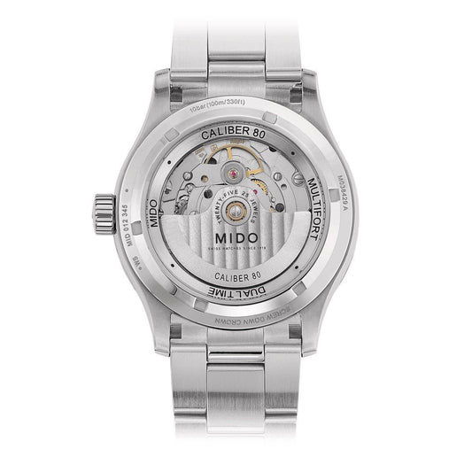 ミドー マルチフォート デュアルタイム GMT 42mm キャリバー80 自動巻き ステンレススチール メンズ腕時計 M038.429.11.041.00