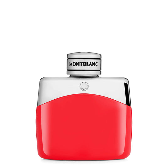 Bottiglia di profumo montblanc legend red 50ml in design moderno rosso e argento per uso quotidiano