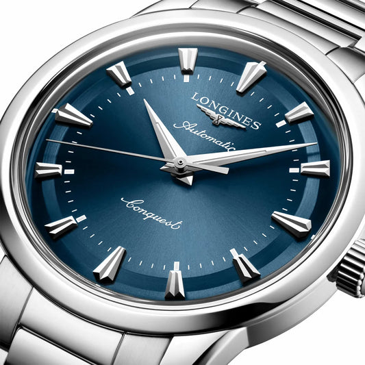 ロンジン コンクエスト ヘリテージ 38mm ブルー 自動巻き ステンレススチール ウォッチ L1.649.4.92.6