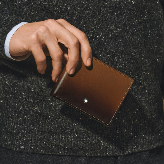 Montblanc portafoglio 6 scomparti Meisterstück sfumato marrone 220315