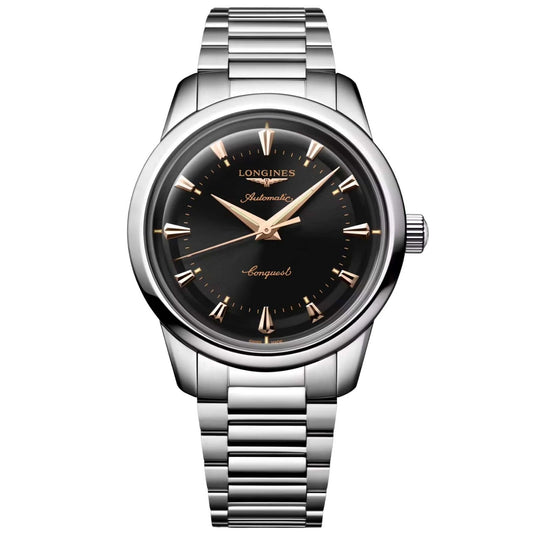 ロンジン ヘリテージ 40mm ブラック スチール 自動巻き腕時計 L1.650.4.52.6