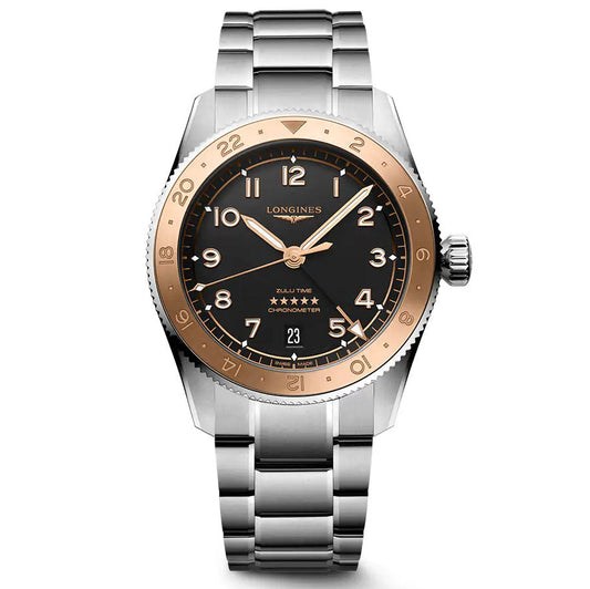 ロンジン スピリット ズールータイム 1925 39mm ブラック 自動巻き ゴールド スチール ウォッチ L3.803.5.53.6