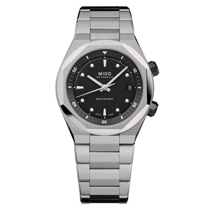 ミドー マルチフォート8 ツークラウン 38.4 x 40mm ブラック 自動巻き ステンレススチール腕時計 M047.507.11.051.00
