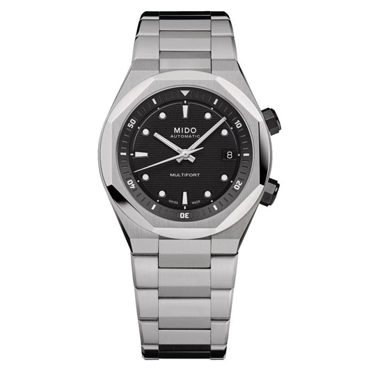 ミドー マルチフォート8 ツークラウン 38.4 x 40mm ブラック 自動巻き ステンレススチール腕時計 M047.507.11.051.00