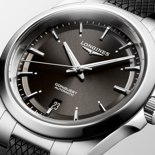 Longines orologio Conquest 38mm nero automatico acciaio L3.720.4.52.9