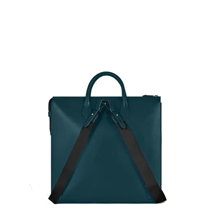 Teal leather tote bag montblanc borsa 24/7 soft blu legion con maestria artigianale e manici regolabili neri