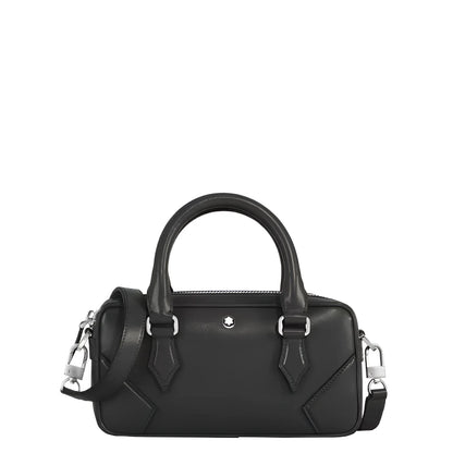 Borsa bowling piccola Montblanc in pelle nera con manici superiori e dettagli in metallo argento elegante borsa bowling