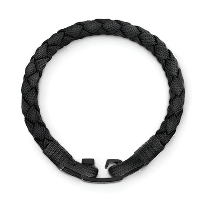 Montblanc bracciale montblanc nero con chiusura a t opaca in metallo e corda intrecciata misura m 130861 63