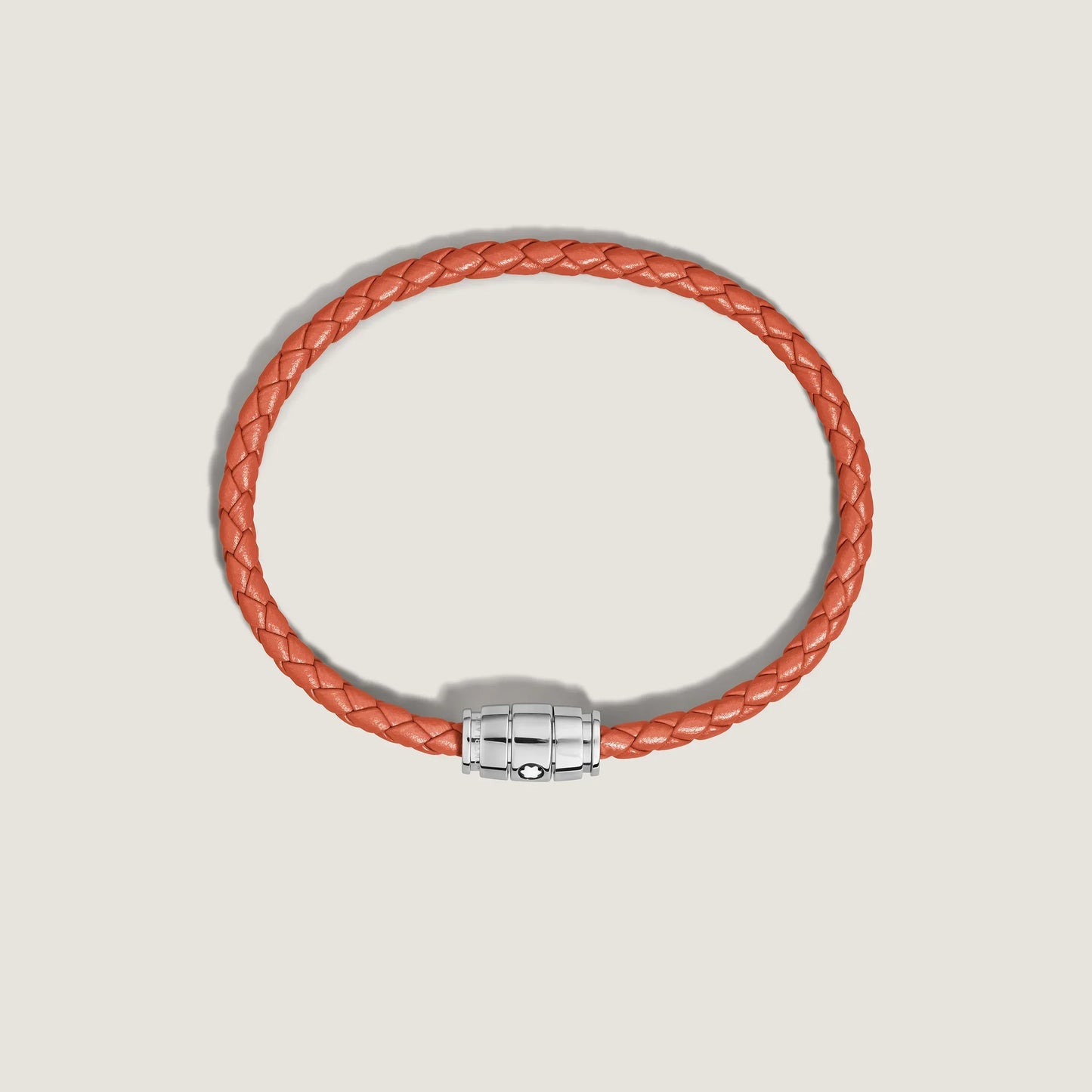 Montblanc bracciale in pelle meisterstück cayenne arancione con chiusura a barra in acciaio lucido misura l