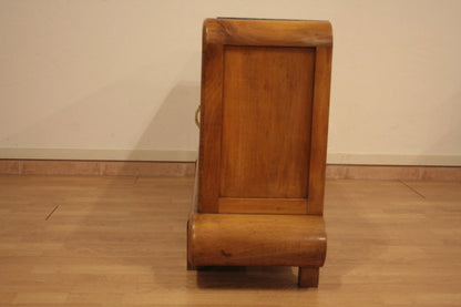 Toeletta in noce art decò anni 50 con comodino in legno vintage per arredamento mid century modern