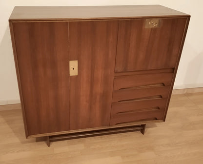 Credenza edmondo palutari restaurata in legno con ante scorrevoli e cassetti design vintage anni 1950