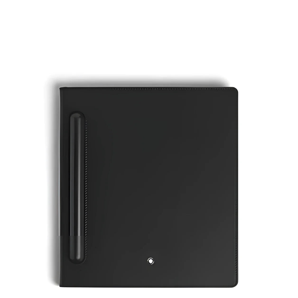 Nero montblanc digital paper folio cover in pelle con design minimale e logo argentato montblanc digitale