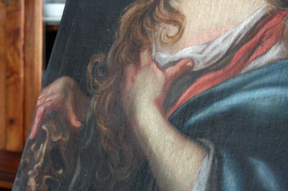 Frammento di quadro classico maddalena penitente circolo andrea vaccaro olio su tela fine 600 per design casa