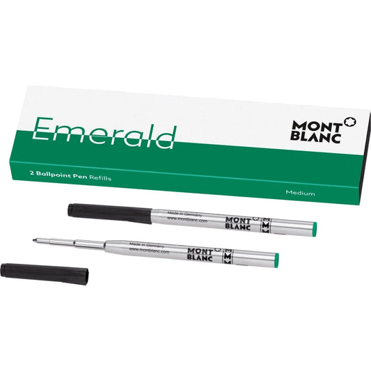Montblanc refill per penna a sfera medio verde smeraldo con cappucci neri e corpo argento unisex altezza