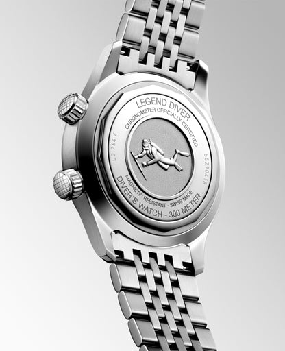 Longines orologio Legend Diver 38mm bianco automatico acciaio L3.764.4.99.6
