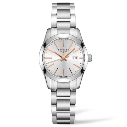 Longines orologio Conquest Classic 29,5mm argento acciaio quarzo L2.286.4.72.6