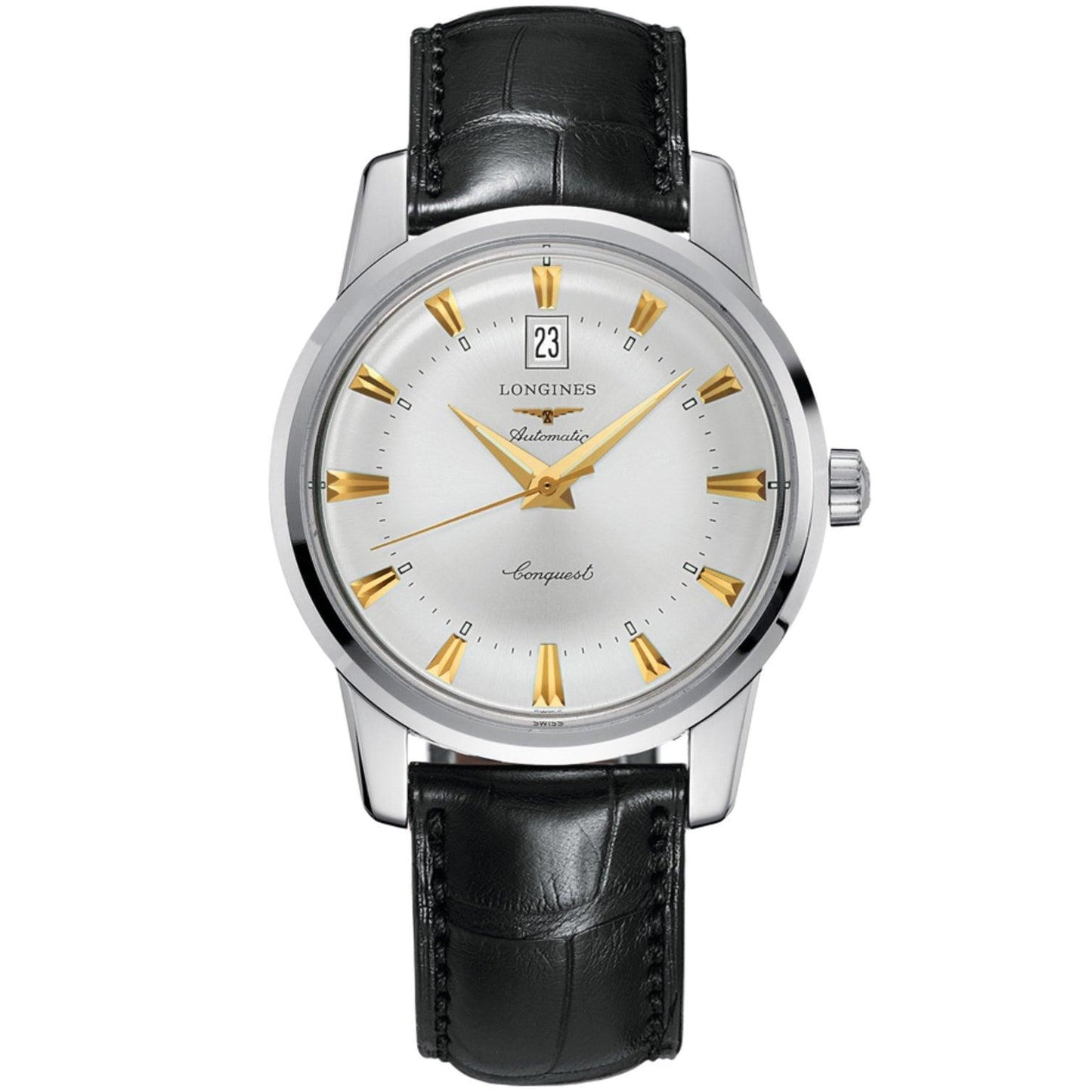ロンジン コンクエスト ヘリテージ 40mm シルバー 自動巻き ステンレススチール ウォッチ L1.645.4.75.4