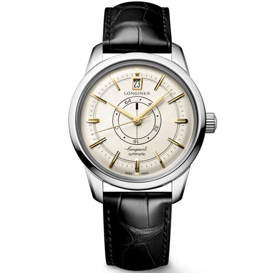 Longines orologio Conquest Heritage Central Power Reserve 38mm champagne automatico acciaio L1.648.4.78.2