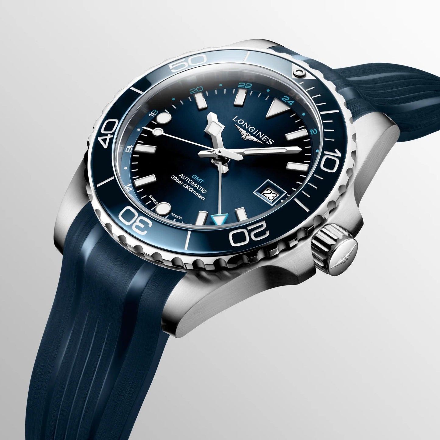 Longines orologio Hydroconquest GMT 41mm blu automatico acciaio L3.790.4.96.9