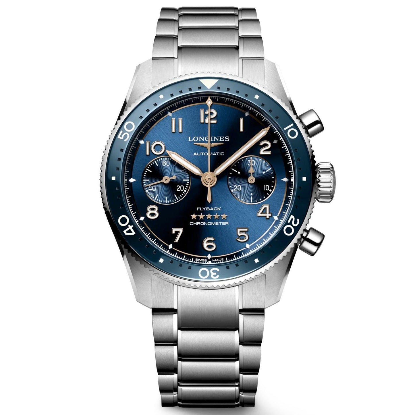Longines orologio Longines Spirit Flyback 42mm blu automatico acciaio L3.821.4.93.6