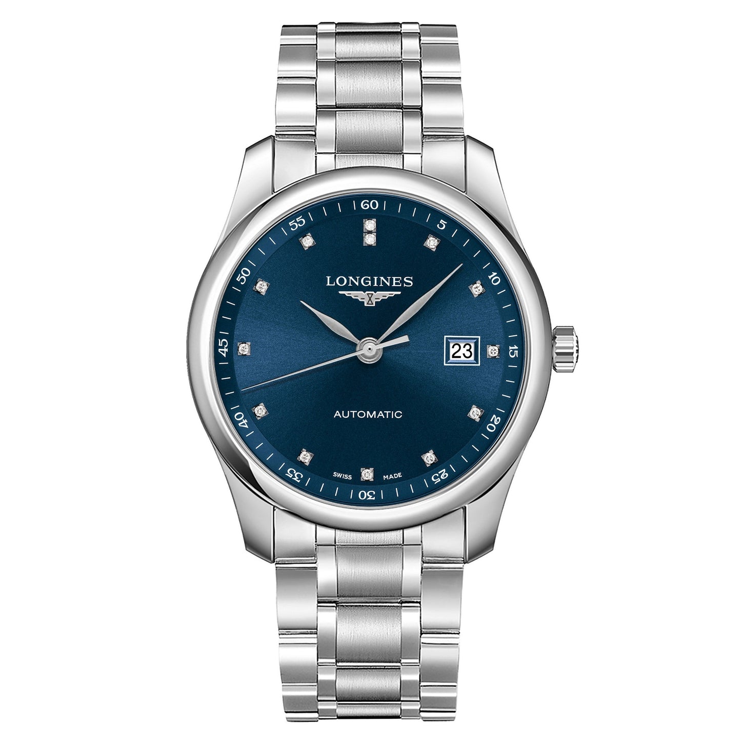 ロンジン マスターコレクション 自動巻き腕時計 40mm ブルーダイヤル ダイヤモンド L2.793.4.97.6