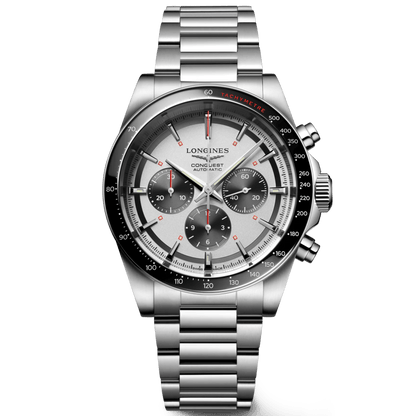 Longines orologio New Conquest 42mm argento automatico acciaio L3.835.4.72.6