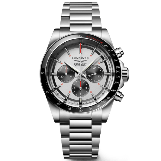Longines orologio New Conquest 42mm argento automatico acciaio L3.835.4.72.6